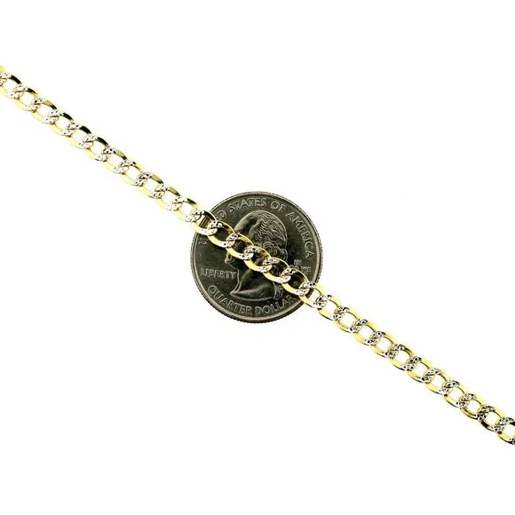 Mm 10k Gold Cuban Link Chain 24 Inch Real 10K Yellow Gold Diamond